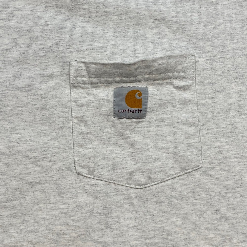 Carhartt Long Sleeve Shirt 2XL XXL Mens Gray Workwear Pocket Distressed T-Shirt - Picture 3 of 8